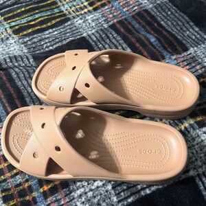 CROCS Women's Tan Slide Sandals